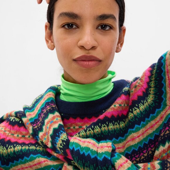 Fair Isle Striped Women's Sweater - Picture 3 of 15